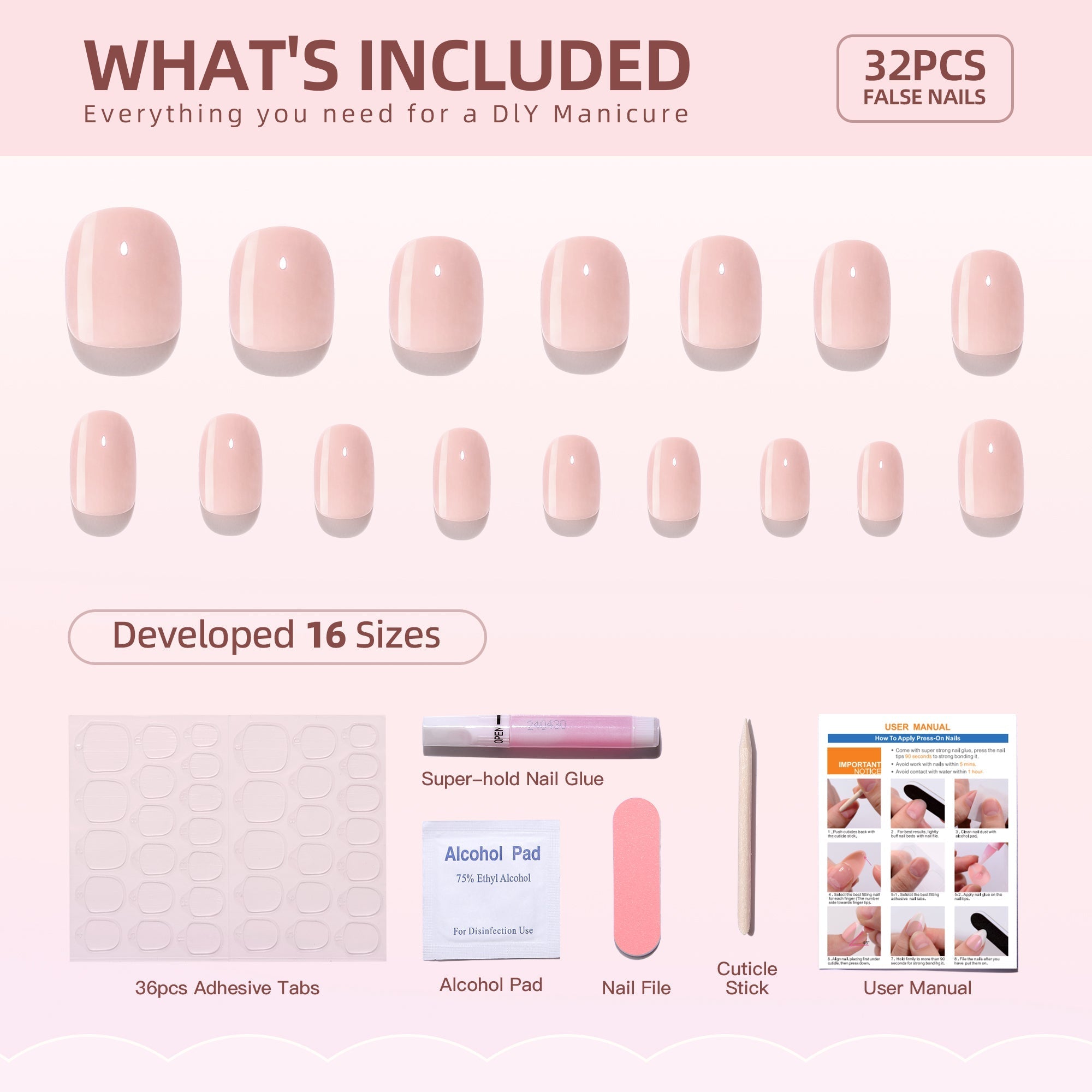 Weekly deals Gel Press On Nails 16 Sizes-32 Pcs Kit A449 SH-4