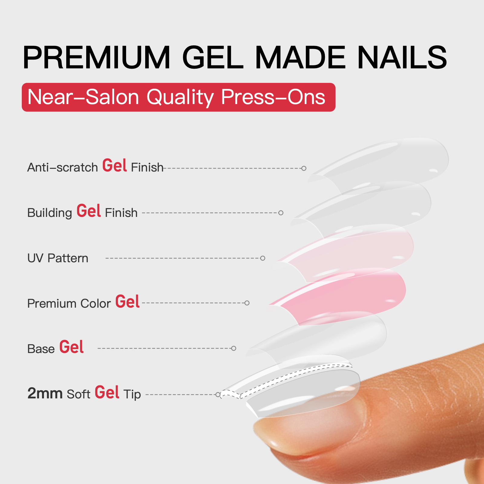 Gel Press On Nails 16 Sizes-32 Pcs A464-2