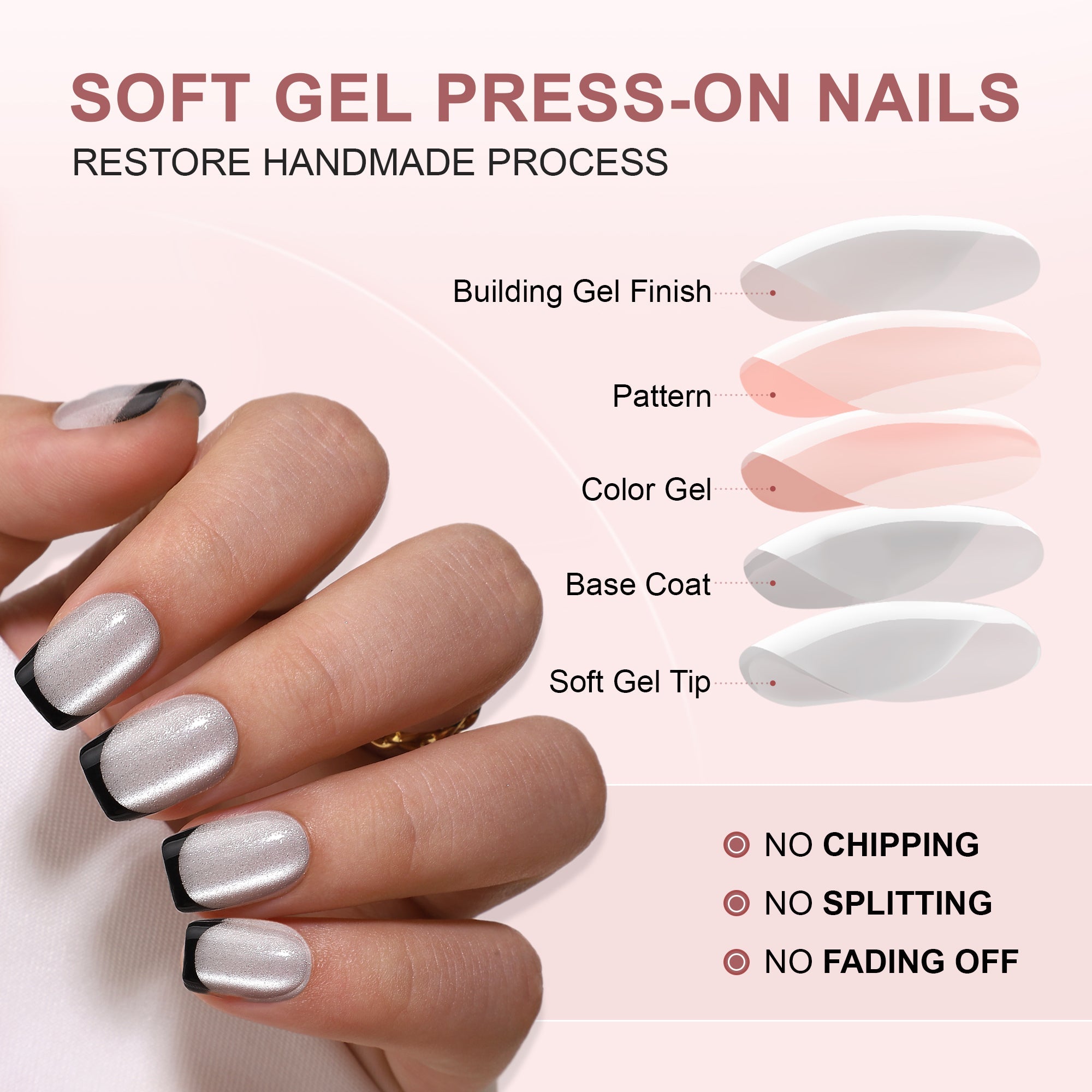Gel Press On Nails 16 Sizes-32 Pcs Kit XNFS167